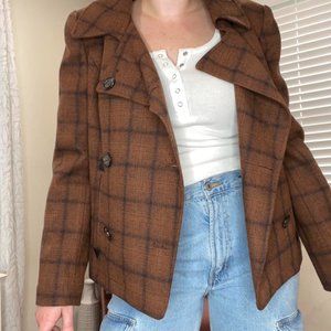 Brown Plaid Wool Jacket  By CBR/The Limited  Size L